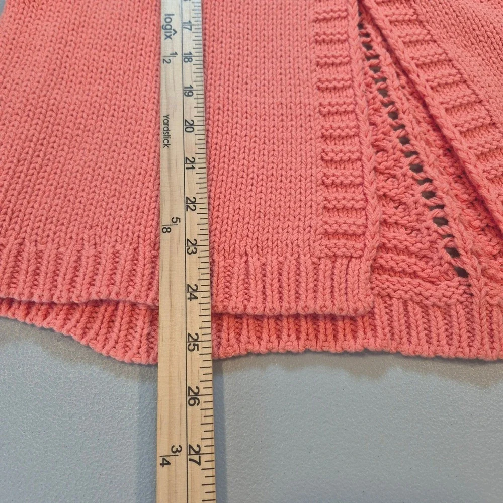 Soft Surroundings Coral Orange Crochet Knit Button Front Cardigan Sweater‎ PM